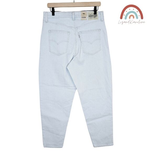 New! Levi's Silvertab High Waisted Mom Jean Light Wash Tapered Leg Jeans - Picture 3 of 15